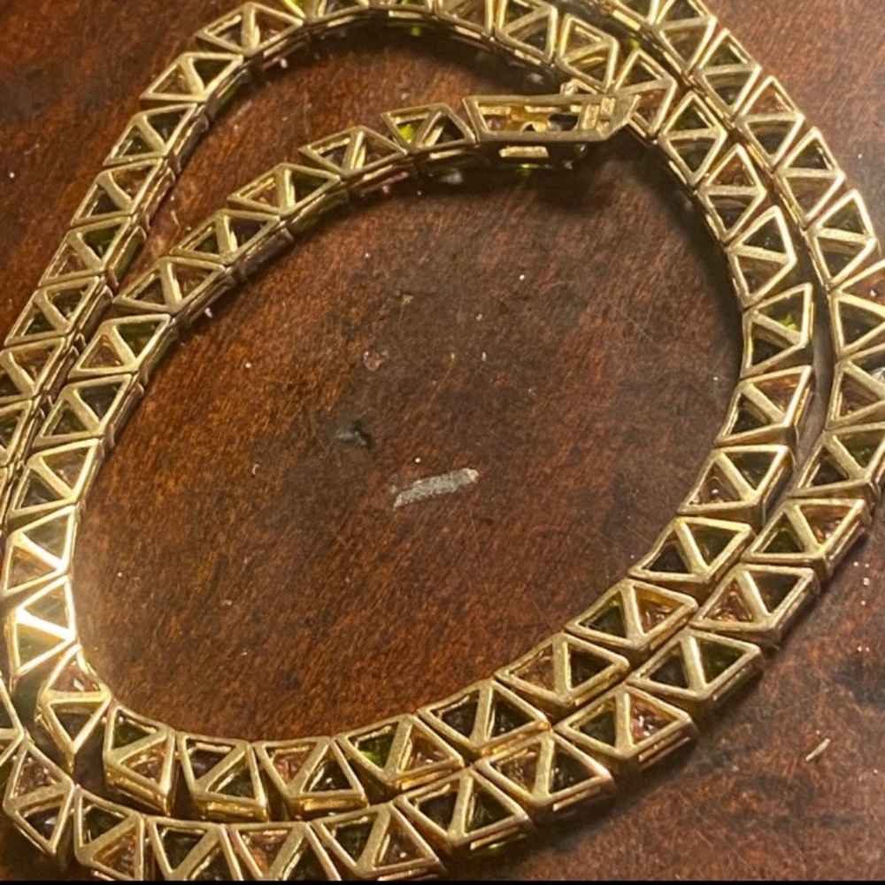 925 Sterling Triangle Cut Statement Necklace18” - image 7